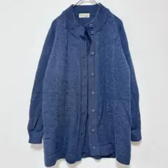 【美品】手編み風 ニットカーディガン ネイビー 紺 青 M 春秋冬 レトロ