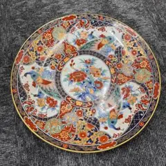 ◇有田焼 謹製 丸互 盛り皿 飾り皿 直径42cm 手描き孔雀模様の陶磁器皿