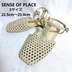 SENSE OF PLACE ホワイト レディース サンダル メッシュ 編み