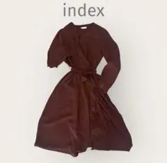 【美品】index ブラウン ボルドー ロングシャツワンピース　ゆったり　綺麗