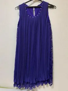 パープル ノースリーブ パーティードレス