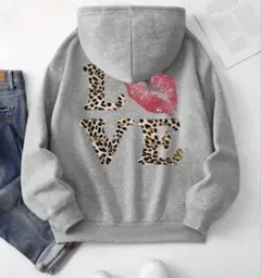 SHEINリッププリント ヒョウ柄 パーカー