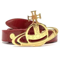 極美品 ヴィヴィアンウエストウッド ベルト オーブ パテントレザー レッド