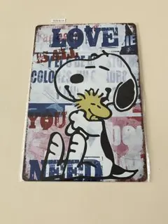 スヌーピー PEANUTS LOVE IS ALL YOU NEED ブリキ看板