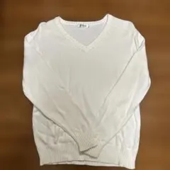 【XL】CHRYSBONNE Vネットニット　制服　ホワイト 長袖　白