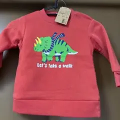 新品　未使用　裏起毛　95 赤い恐竜プリントＴシャツ