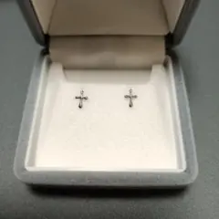 K10WG 地金 ピアス(十字架・クロス)