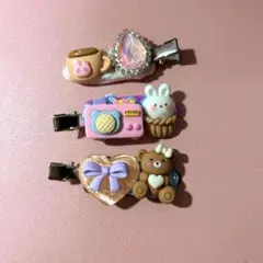 ハンドメイド　ヘアピン3個セット
