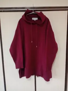 ロペピクニック　バーガンディ フード付き ニットセーター　M