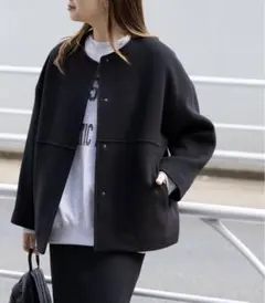 JOURNAL STANDARD ノーカラージャケット 36 ブラック JOURNAL STANDARD（ジャーナルスタンダード） ノーカラージャケット 36