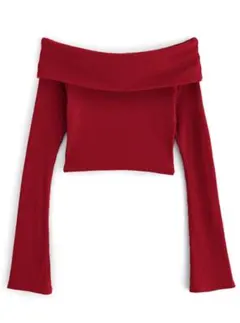 GRL オフショルフレアスリーブテレコトップス [dk1070] 赤