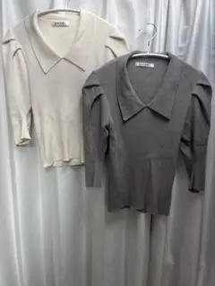 2点セットsnidel ニットカラーパフスリーブプルオーバー　襟が可愛い