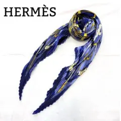 HERMÈS エルメス カレプリセ 黄金の拍車 プリーツスカーフ タグあり