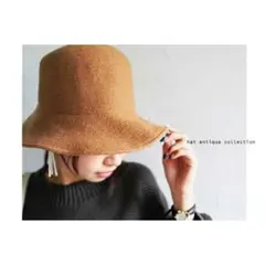 MN175 新品 antiqua ハット ベージュ ウール 起毛 ワイヤー