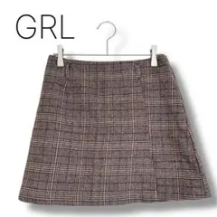 【グレイル】ミニスカート　台形　タータン　チェック柄　おしゃれ　女子会　ブラウン