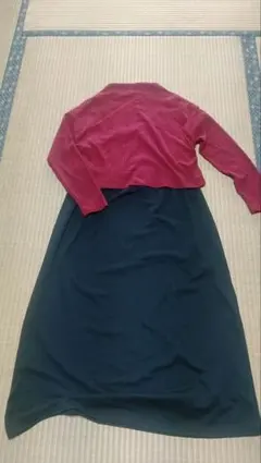 長袖　ロングニットワンピース M-L