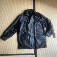 90s ヴィンテージ ラムレザージャケット XL 黒 パイロット 多ポケット