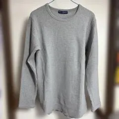 Retro Engine グレー ワッフル編み 長袖カットソー X-LARGE