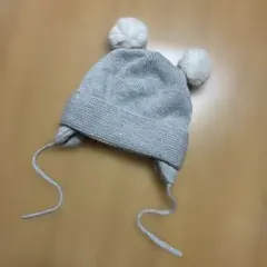H&M グレー ポンポン付き ニット帽 6-12M