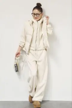 【3点SET】中綿ベスト×スウェットSET UP ホワイト｜ OTOHA系