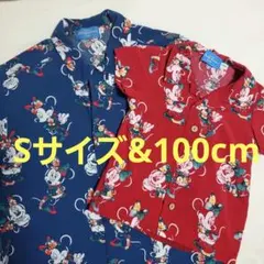 親子コーデ　ディズニーランド　ディズニーシー半袖シャツ　アロハシャツ　S　100