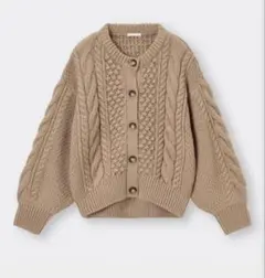 【匿名配送】ケーブルコクーンカーディガン　ベージュ　S GU