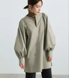 【select MOCA】ブロードボリュームスリーブスキッパーブラウス