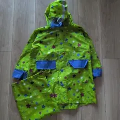 キッズレインコート 緑色 星柄 100cm