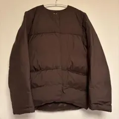 UNIQLO C ライトダウンジャケット　ダークブラウン　M ノーカラー