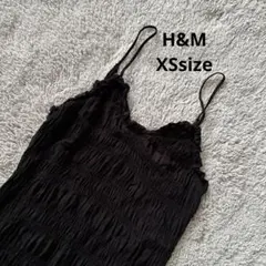 H&M 【XS】 キャミワンピース ブラック シャーリング フリルのサムネイル