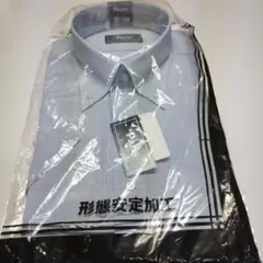 新品 Mメンズ半袖 ワイシャツ　ドレスシャツ 青格子 ボタンダウンParis