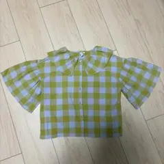 チェック柄　半袖ブラウス