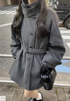 【新品・未使用】【伊藤桃々ちゃん着用】ベルト付きマルチWayフェイクウールコート