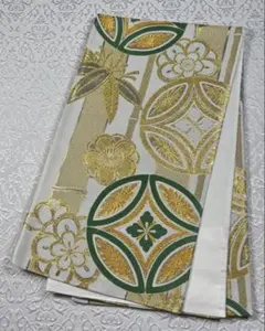 ak-031正絹袋帯　古典柄　振袖　成人式　松竹梅　　七宝　吉祥文様