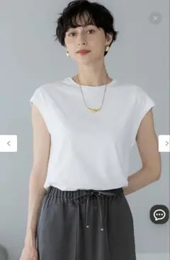 【洗える】コンパクトヤーン フレンチスリーブ Tシャツ　ピンク系　23区