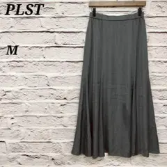 プラステ✩M ロングフレアスカート ウエストゴム 裏地付 ファスナー グレー