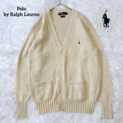 ポロラルフローレン 90s コットンニット カーディガン アイボリー M