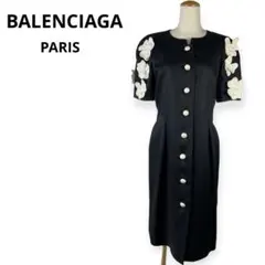 希少　バレンシアガ　BALENCIAGA ワンピース　花飾り　フォーマルのサムネイル