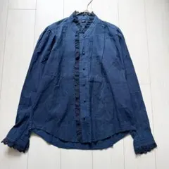 45rpm バチスト×ガーゼフリルブラウス(インディゴ) - メルカリ