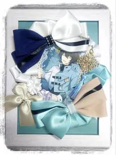 リボンデコ 硬質カードケース B8 紺 白 ベージュ 薄緑