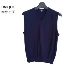 UNIQLO ユニクロ Vネックベスト　毛100% ネイビー　Mサイズ