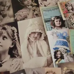 女の子写真セット2　コラージュ素材　ジャンクジャーナル