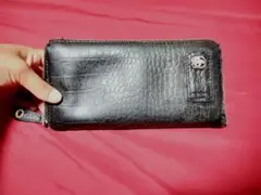 【入手困難】PEACEMAKER クロコ柄　長財布 ブラック　ラウンドファスナー