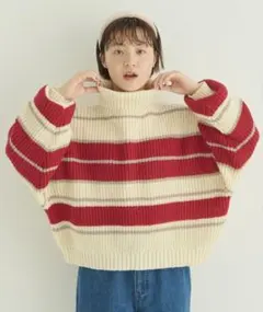 merlot マルチボーダーニット ナチュラルのサムネイル