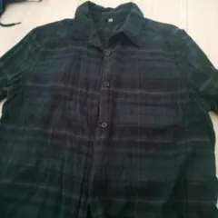 ダークグリーン チェック柄 シャツ