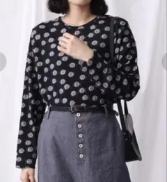 Lene non finito レネ　ウールドットジャガード　長袖プルオーバー