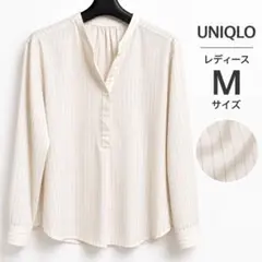 【美品】UNIQLOユニクロ レーヨンブラウス シャツ 長袖 M アイボリー