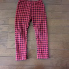 赤と黒のチェック柄レギンス 110cm