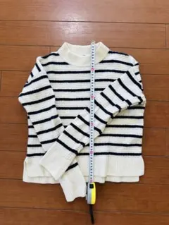 ユニクロ　S アイボリー/ネイビー ストライプセーター