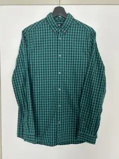 H&M グリーン ブラックチェック 長袖シャツ S